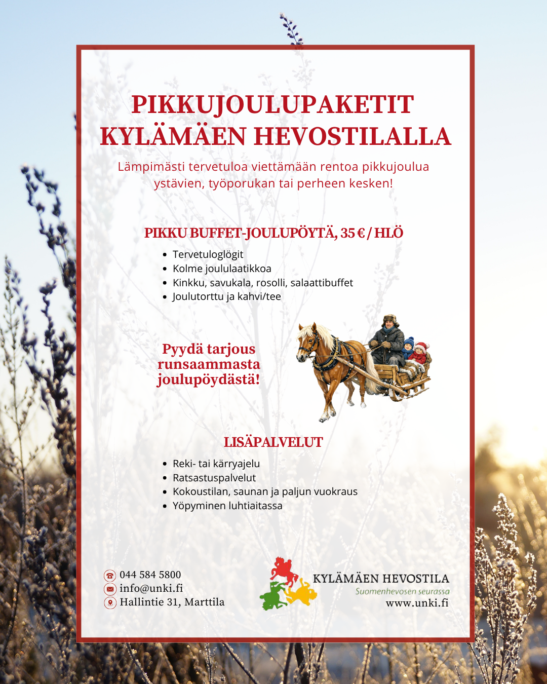 Pikkujoulut Kylämäen Hevostilalla 2026